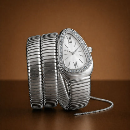 Luxury Snake Bracelet Women Watch – Premium Stones Case Ladies Wrist Watch with Different Colours