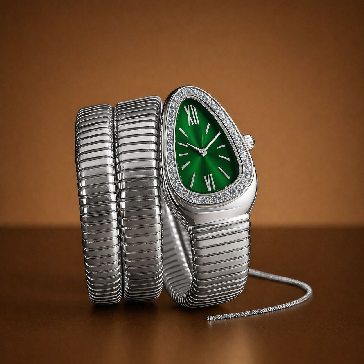 Luxury Snake Bracelet Women Watch – Premium Stones Case Ladies Wrist Watch with Different Colours