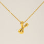 Women's Glossy Bubble Letter Necklace Gold Plated