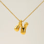 Women's Glossy Bubble Letter Necklace Gold Plated