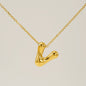 Women's Glossy Bubble Letter Necklace Gold Plated