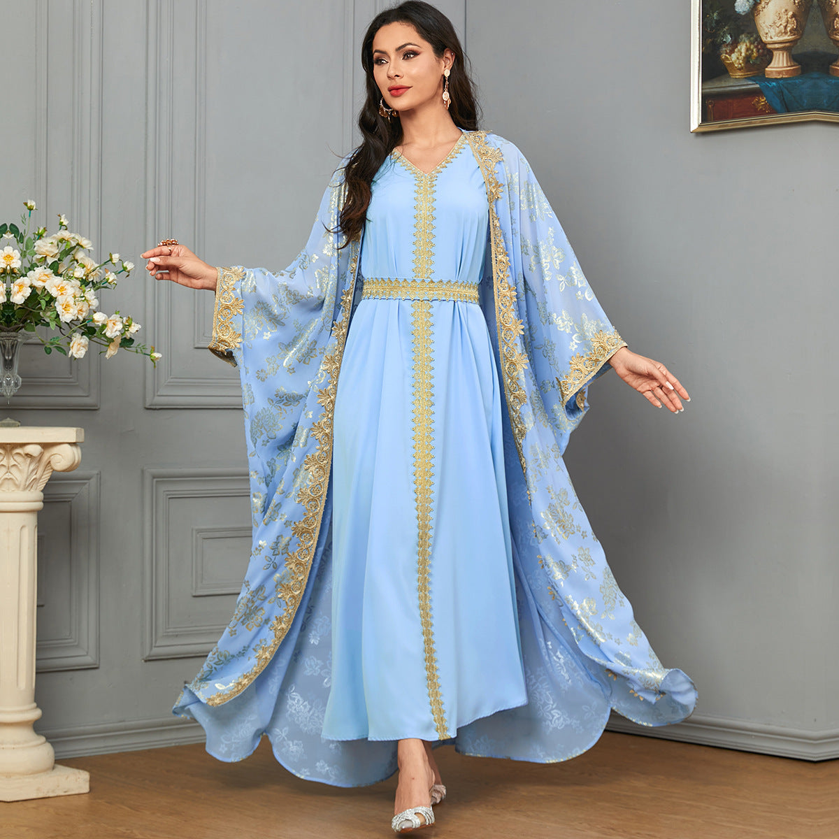 Cardigan Polyester Robe Dubai Dress for Posh Personality