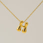 Women's Glossy Bubble Letter Necklace Gold Plated