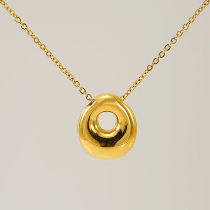 Women's Glossy Bubble Letter Necklace Gold Plated