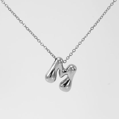 Women's Glossy Bubble Letter Necklace Gold Plated