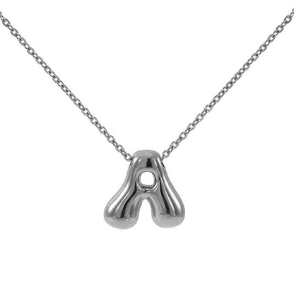 Women's Glossy Bubble Letter Necklace Gold Plated