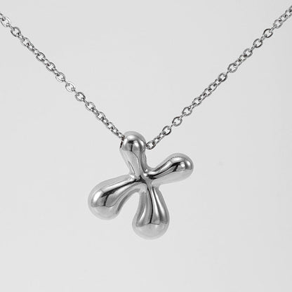 Women's Glossy Bubble Letter Necklace Gold Plated
