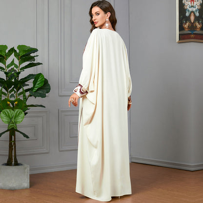Women's Stylish Pendant Stitching Jacquard Batwing Sleeve Dress