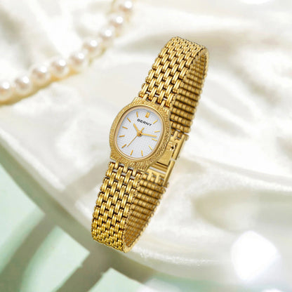 High-end Golden Watch Women's High-grade Waterproof Niche Retro