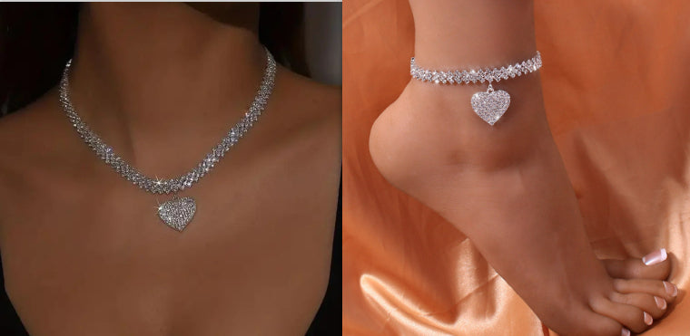 European And American  Rhinestone Love Anklet Women's Accessories