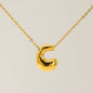 Women's Glossy Bubble Letter Necklace Gold Plated