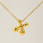 Women's Glossy Bubble Letter Necklace Gold Plated