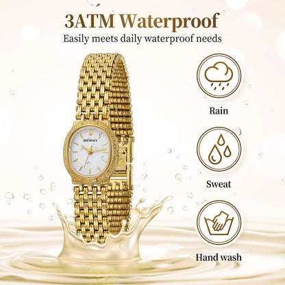 High-end Golden Watch Women's High-grade Waterproof Niche Retro