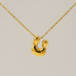 Women's Glossy Bubble Letter Necklace Gold Plated