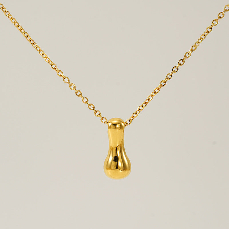 Women's Glossy Bubble Letter Necklace Gold Plated