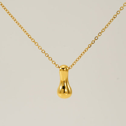 Women's Glossy Bubble Letter Necklace Gold Plated