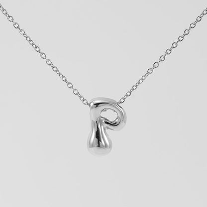Women's Glossy Bubble Letter Necklace Gold Plated