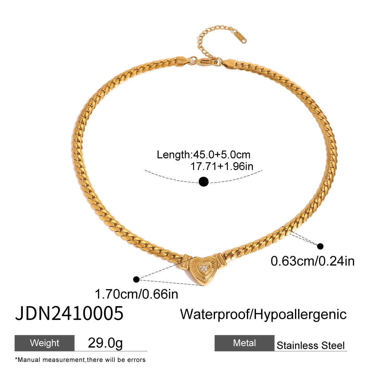 Heart Necklace With A Luxe High-End Look Diamond-Inlaid Clavicle Chain Titanium Jewelry Piece