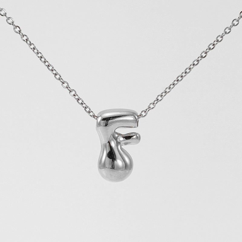 Women's Glossy Bubble Letter Necklace Gold Plated