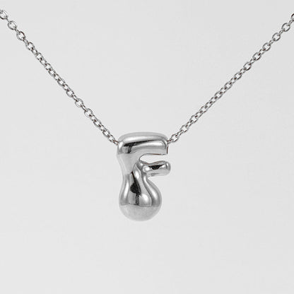 Women's Glossy Bubble Letter Necklace Gold Plated