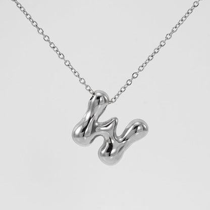 Women's Glossy Bubble Letter Necklace Gold Plated