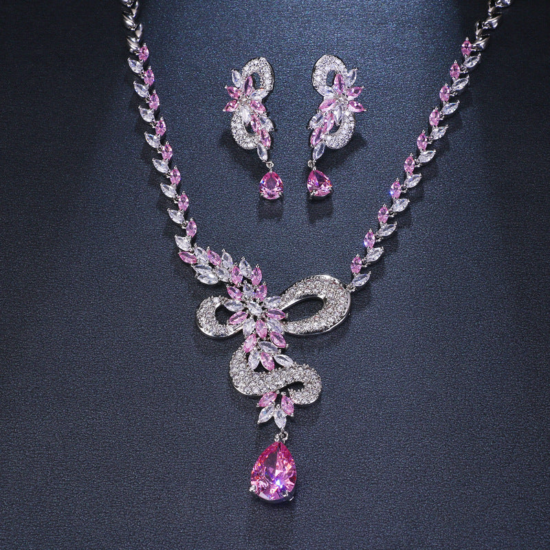 Luxury Fashion And Fully-jewelled Inlaid Multi-color Zircon Set Bridal Wedding Accessories